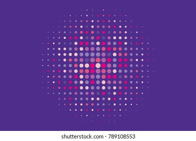 Ultra violet Halftone background. Digital gradient. Dotted pattern with circles, dots, point large scale. Design element for web banners, posters, cards, wallpapers, sites, panels. 
