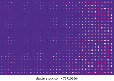 Ultra violet Halftone background. Digital gradient. Dotted pattern with circles, dots, point large scale. Design element for web banners, posters, cards, wallpapers, sites, panels. 
