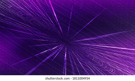 Ultra Violet Hyperspace Speed Motion On Future Technology Background,warp And Expanding Movement Concept,vector Illustration.