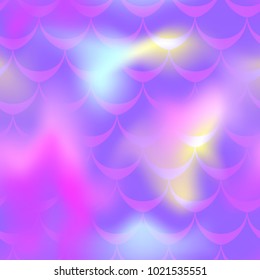 Ultra violet mermaid vector background. Electric iridescent background. Fish scale pattern. Mermaid seamless pattern tile. Holographic gradient. Mermaid skin seamless pattern. Mermaid wrapping paper