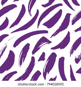 Ultra violet. Pattern drawn in violet ink. Abstract brush strokes. Simple minimalist design. 