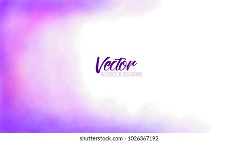 Ultra violet, pink. blue watercolor splash, background. Vector illustration. Isolated on white background.