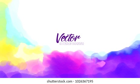 Ultra violet, pink. blue watercolor splash, background. Vector illustration. Isolated on white background.