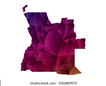 Ultra Violet polygonal shape vector illustration on white background. Abstract world map. .Vector illustration eps 10. - Angola map