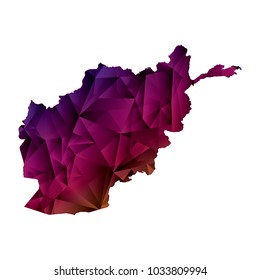 Ultra Violet polygonal shape vector illustration on white background. Abstract world map. .Vector illustration eps 10. - Afghanistan map