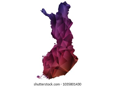 Ultra Violet polygonal shape vector illustration on white background. Abstract world map. .Vector illustration eps 10. - Finland map