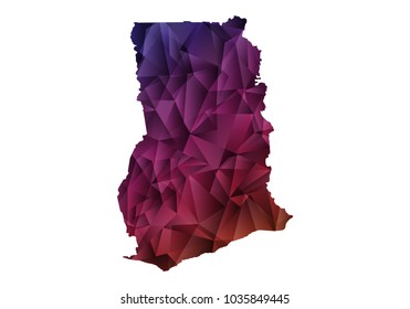 Ultra Violet polygonal shape vector illustration on white background. Abstract world map. .Vector illustration eps 10. - Ghana map
