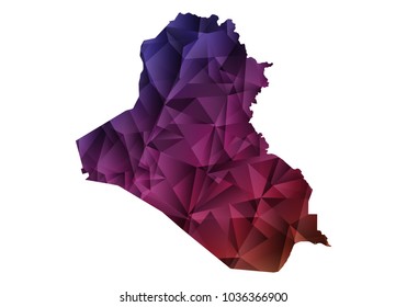 Ultra Violet polygonal shape vector illustration on white background. Abstract world map. .Vector illustration eps 10. - Iraq map