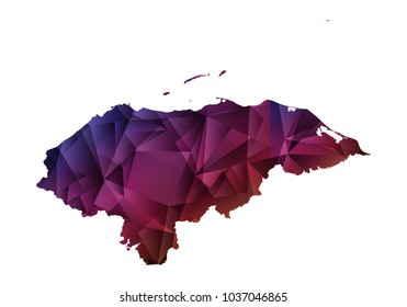 Ultra Violet polygonal shape vector illustration on white background. Abstract world map. .Vector illustration eps 10. - Honduras map