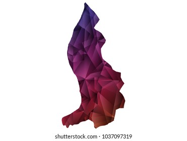Ultra Violet polygonal shape vector illustration on white background. Abstract world map. .Vector illustration eps 10. - Liechtenstein map