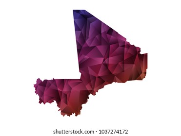 Ultra Violet polygonal shape vector illustration on white background. Abstract world map. .Vector illustration eps 10. - Mali map