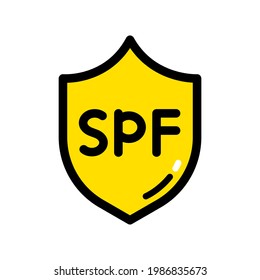 Ultra violet protection flat symbol. SPF icon. Sun ray sign. Thin color icon on white background. Vector illustration in simple style.
