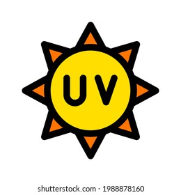 Ultra violet protection flat symbol. SPF icon. Sun ray sign. Thin color icon on white background. Vector illustration in simple style.