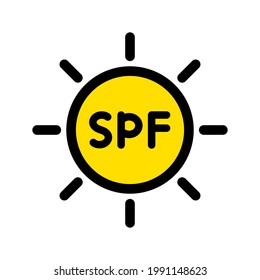 Ultra violet protection flat symbol. SPF icon. Sun ray sign. Thin color icon on white background. Vector illustration in simple style.