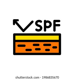Ultra violet protection skin symbol. SPF color icon. Sun ray sign in simple style. Thin flat icon on white background. Vector illustration.