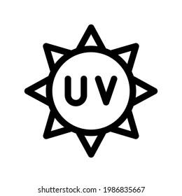 Ultra violet protection symbol. UV icon. Sun ray sign. Thin outline icon on white background. Vector illustration.