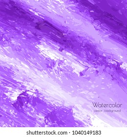 Ultra violet, purple, lilac grunge marble watercolor dry brush strokes texture hand paint on white background. Abstract acrylic pours, fluid art with stains, splashes. Oil frame, place for text, logo.