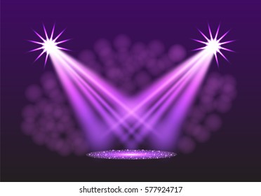 Ultra violet spotlights. Scene. Light Effects. Vector illustration