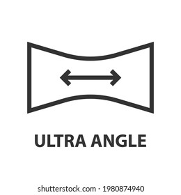 Ultra wide angle information sign on white background. Vector