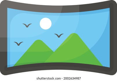 Ultra Wide HD Curved LED Monitor Concept Vector Color Icon Design, Video blogger Symbol, photographer or videography equipment Sign, Filmography and Cinematography Stock illustration