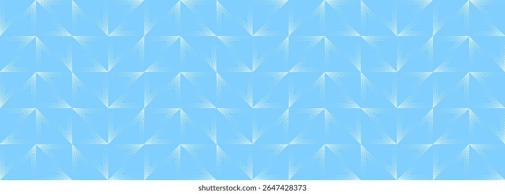 Ultra wide light blue abstract vector background with dotted gradient and triangular square grid structure. Modern abstraction dotwork texture brings bold visual style to headers, wallpapers, banners