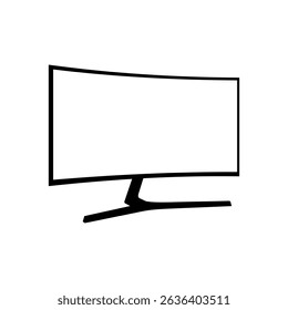 Ultra wide modern computer monitor in white background