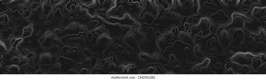 Ultra Wide Wallpaper Abstract Topographic Contour Map Black And White Vector Background