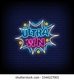 Ultra Win Neon Signs Style Text Vector