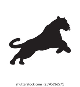 Ultra-Clean Running Leopard Silhouette for Minimalist and Elegant Artwork - Leopard Vector - Leopard Icon
