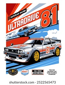 Ultradrive Super Car Racing Illustration Design