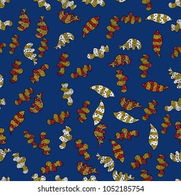 Ultrafashionable fabric pattern. Vector illustration. Abstract motif background. Seamless pattern.