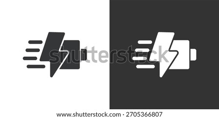 Ultra-Fast Battery Charging icon. Solid glyph series icon