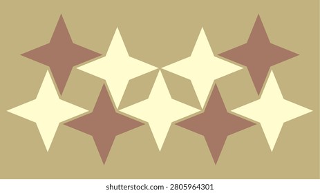Ultra-high definition (UHD) PC wallpaper featuring a group of nine, warm rosy brown (four) and soft cream (five) stars stylishly arranged against a sandy beige backdrop such that they create other shapes among them. Mocha mousse and ivory on beige, 4k background for laptops, desktops, etc.