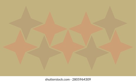 Ultra-high definition (UHD) PC wallpaper featuring a group of nine, warm rosy brown (four) and terracotta (five) stars, all faded and stylishly arranged against a sandy beige backdrop such that they create other shapes among them. Pale mocha mousse and burnt coral on beige, 4k background for laptops, desktops, etc.