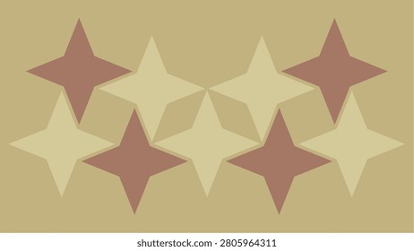 Ultra-high definition (UHD) PC wallpaper featuring a group of nine, warm rosy brown (four) and faded soft cream (five) stars stylishly arranged against a sandy beige backdrop such that they create other shapes among them. Mocha mousse and pale ivory on beige, 4k background for laptops, desktops, etc.