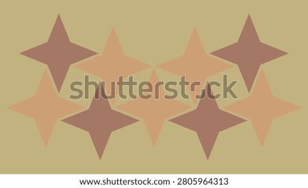 Ultra-high definition (UHD) PC wallpaper featuring a group of nine, warm rosy brown (four) and faded terracotta (five) stars stylishly arranged against a sandy beige backdrop such that they create other shapes among them. Mocha mousse and pale burnt coral on beige, 4k background for laptops, desktops, etc.
