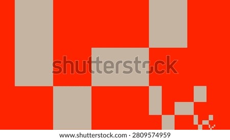 Ultra-high definition (UHD) PC wallpaper featuring stylishly arranged, multi-sized, soft taupe rectangles on a scarlet red backdrop. Taupe on red, 4k background for laptops, desktops, etc.
