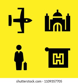 ultralight, businessman, taj mahal and hotel vector icon set. Sample icons set for web and graphic design