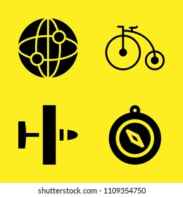 ultralight, compass, internet and bicycle vector icon set. Sample icons set for web and graphic design