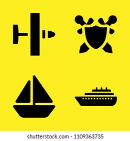 ultralight, ship, shield and boat vector icon set. Sample icons set for web and graphic design