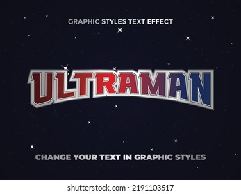 EFECTO DE TEXTO DE LOS ESTILOS GRÁFICOS DE LOGOTIPO ULTRAMAN SUPERHERO