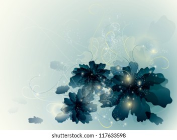 Ultramarine flowers / Fairy blue background