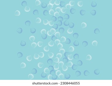Ultramarine Oyster Background Blue Vector. Shellfish Whimsical Pattern. Doodle Set. Navy Seashell Watercolor Illustration.