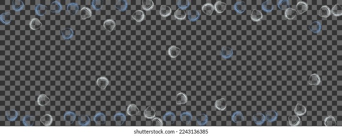 Ultramarine Oyster Background Transparent Vector. Starfish Pretty Texture. Print Pattern. Gray Seashell Isolated Design.
