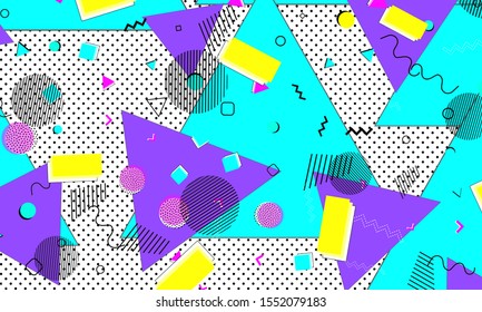 Ultramarine Pattern. Color Artwork. Triangle Flyer. Yellow Ornament. Cute Background. Violet Hipster Fashion. Baby Blue Design. Grunge Print.