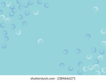 Ultramarine Seashell Background Blue Vector. Clam Watercolor Pattern. Marine Texture. White Starfish Tropical Illustration.