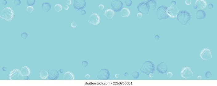 Ultramarine Shell Background Blue Vector. Scallop Pretty Graphic. Abstract Design. Navy Clam Maritime Textile Card.