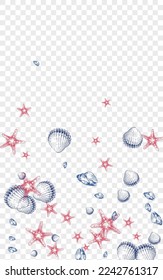 Ultramarine Snail Background Transparent Vector. Shell Marine Illustration. Cute Graphic. Navy Seashell Creature Textile Card. Orange Oyster.