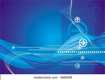 Ultra-modern blue background with arrows and waves