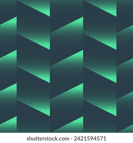 Ultramodern Chevron Seamless Pattern Trend Vector Turquoise Abstract Background. Halftone Geometric Art Illustration for Textile. Endless Graphic Repetitive Abstraction Wallpaper Dot Work Texture